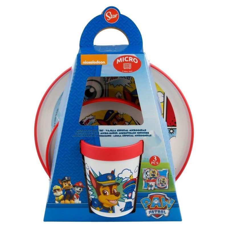 Paw Patrol Paw Patrol - Zestaw śniadaniowy z melaminy do mikrofali (talerz, miseczka, kubek 260 ml)