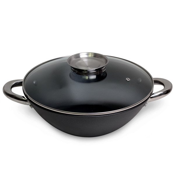 Kamille Wok patelnia żeliwna z powłoką marmurkową 32cm + gratisy 4807MR