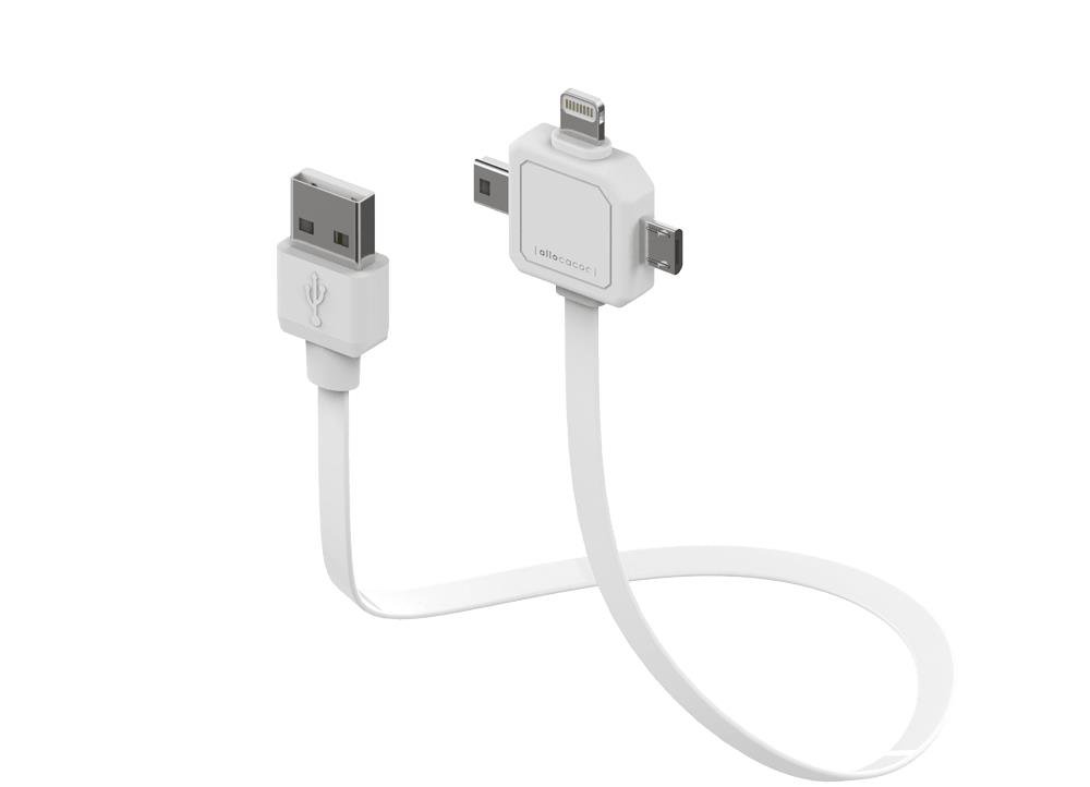 Allocacoc 07. Przewód do ładowania Power USB Cable - kompatybilny z Apple Lightning, Micro USB i Mini USB (9002/UC80CN)