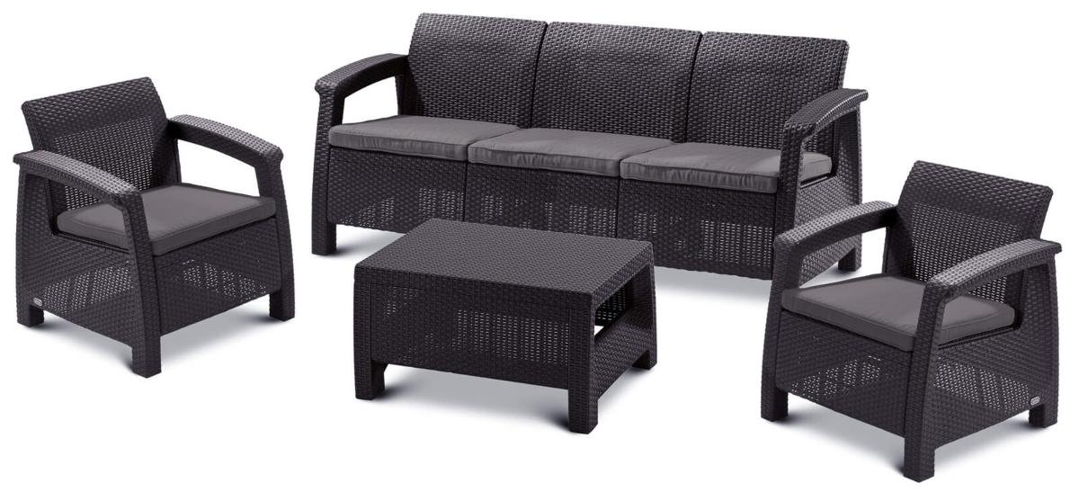 Zestaw mebli ogrodowych KETER Corfu Set Max, cappuccino-beżowy, 4 elementy