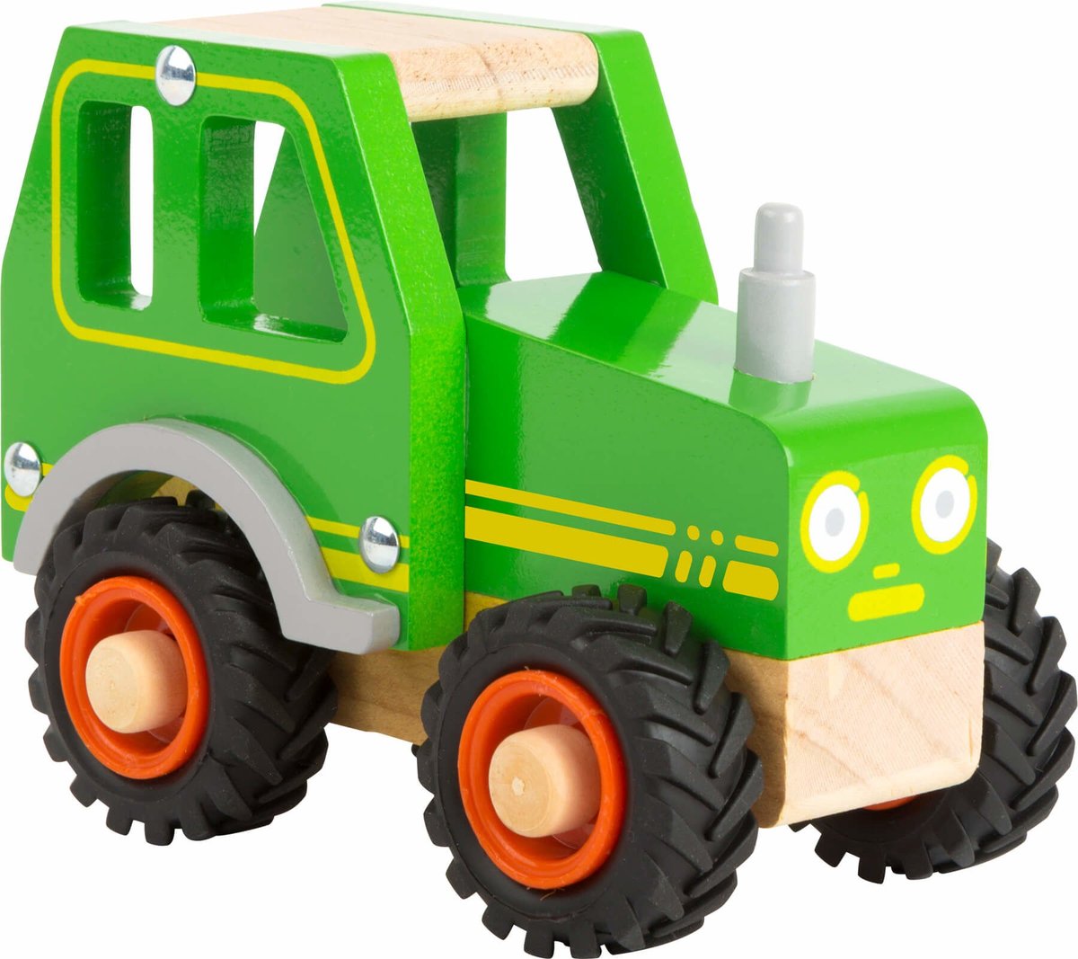 Small Foot by Legler traktor Small Foot 11078 z drewna dla dzieci od 18 miesiąca życia, 100% certyfikat FSC, dzięki dużym oponom gumowanym nadaje się również do zabawy na zewnątrz, zabawka, zielony
