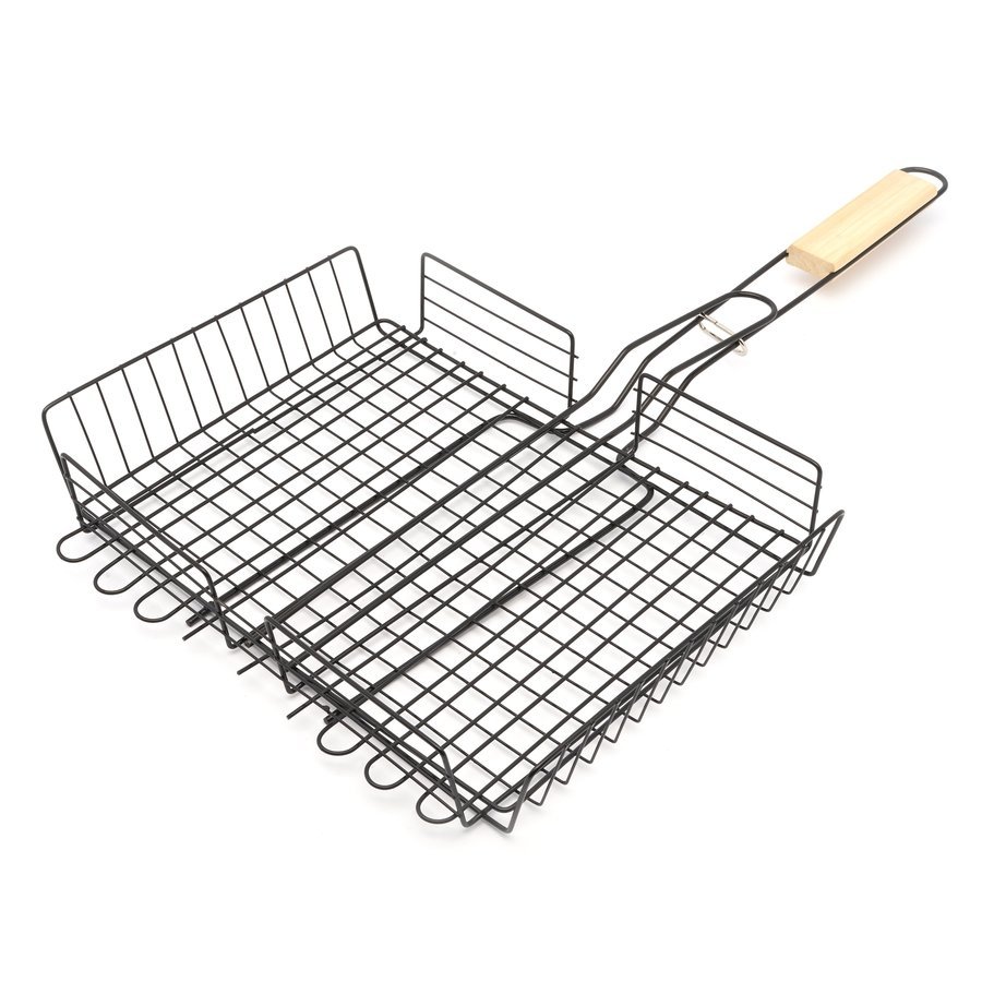 Tadar Ruszt do Grilla BBQ Siatka z Uchwytem do Grillowania Mięsa Warzyw Szaszłyków 33x24,5 cm