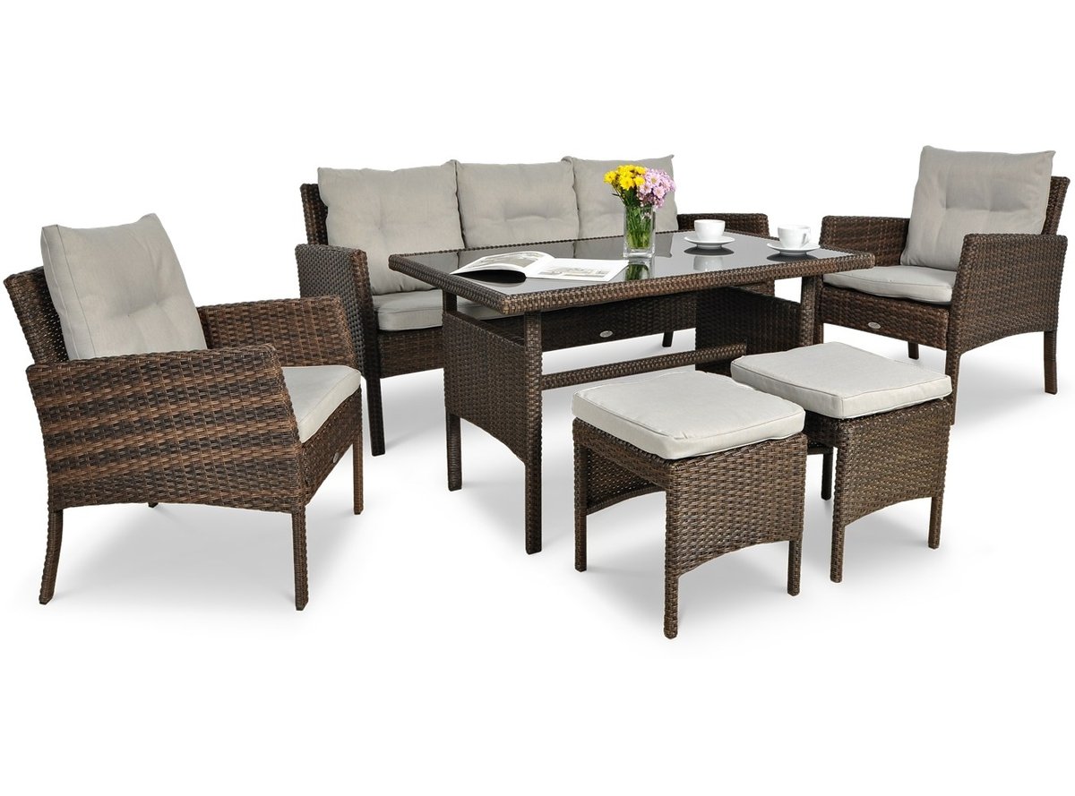 Zestaw mebli ogrodowych FOCUS GARDEN Cortina Beige, brązowy, 6-elementowy