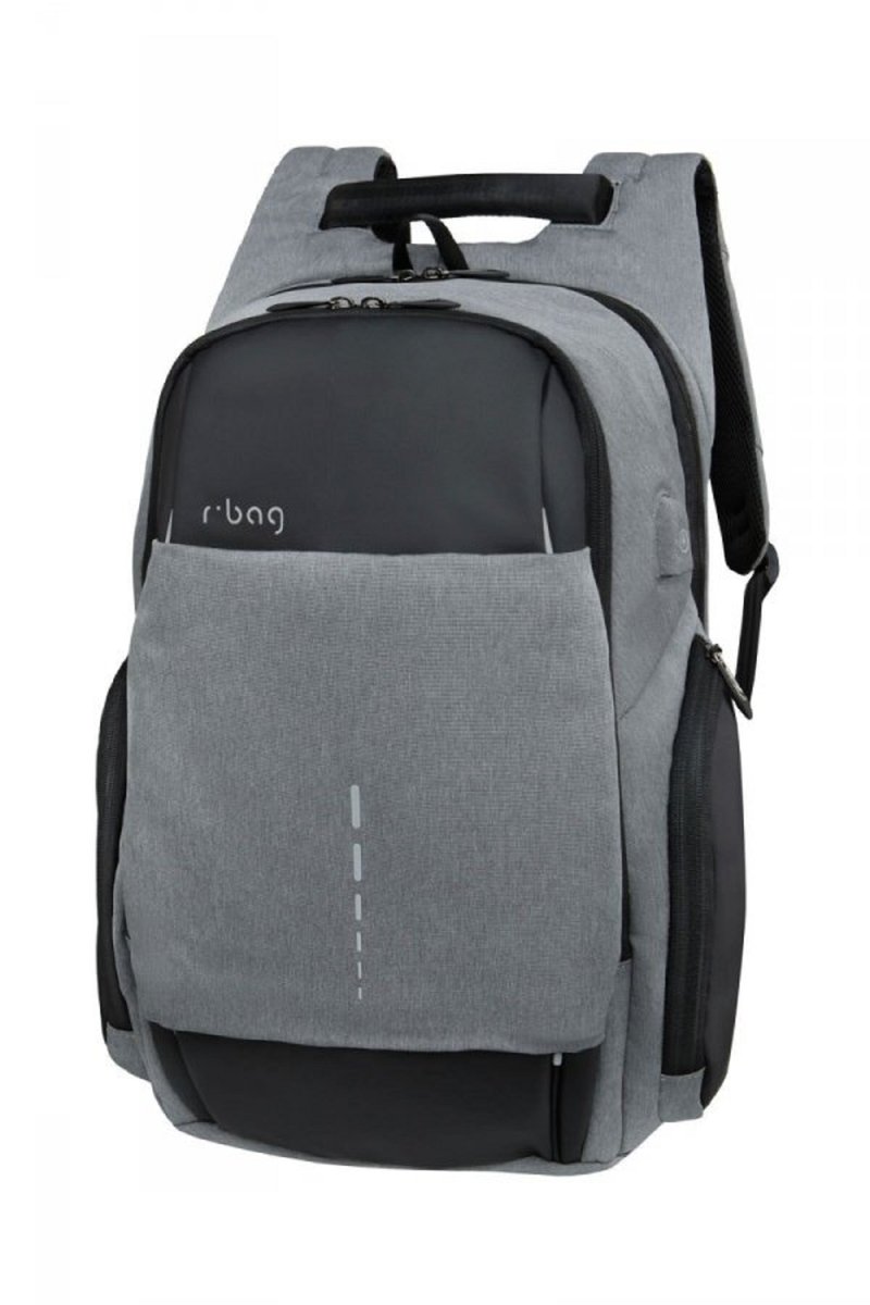 R-BAG Plecak Plecak męski na laptop 13-15,6 z USB Drum Grey rBAG luksusowy Z022