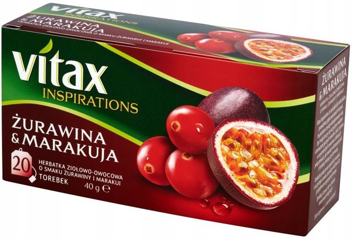 Vitax HERBATA INSPIRATIONS ŻURAWINA&MARAKUJA 20 TOREBEK