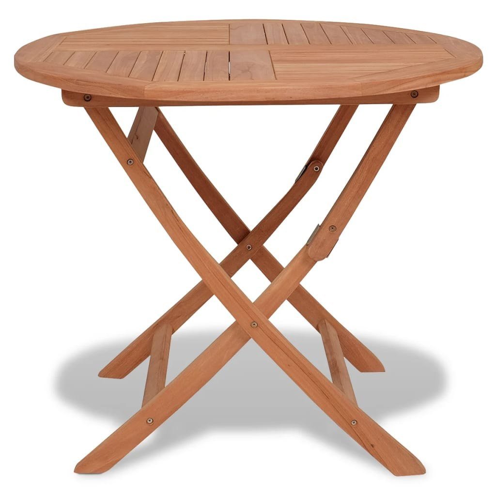 vidaXL Składany stół ogrodowy z drewna tekowego, okrągły, 85x76 cm