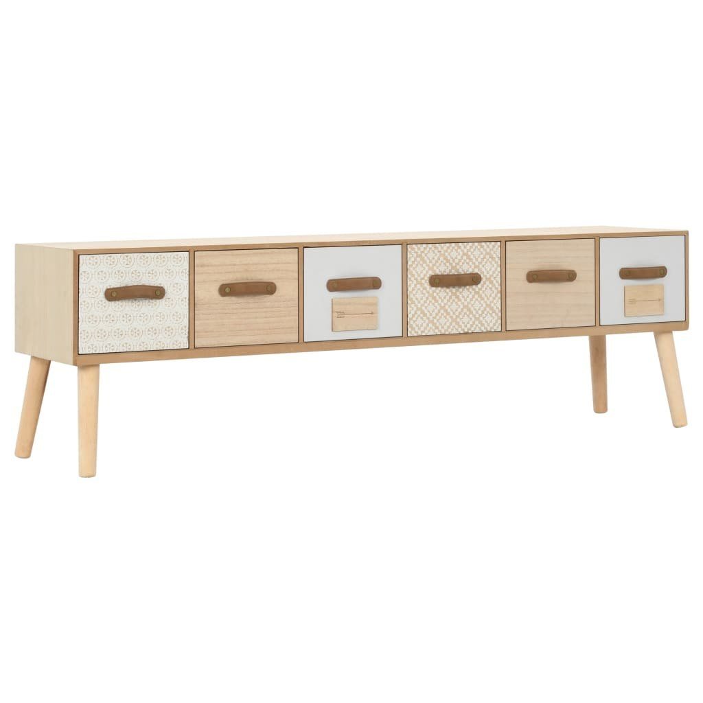 vidaXL Szafka pod TV z 6 szufladami, 130x30x40 cm, lite drewno sosnowe vidaXL