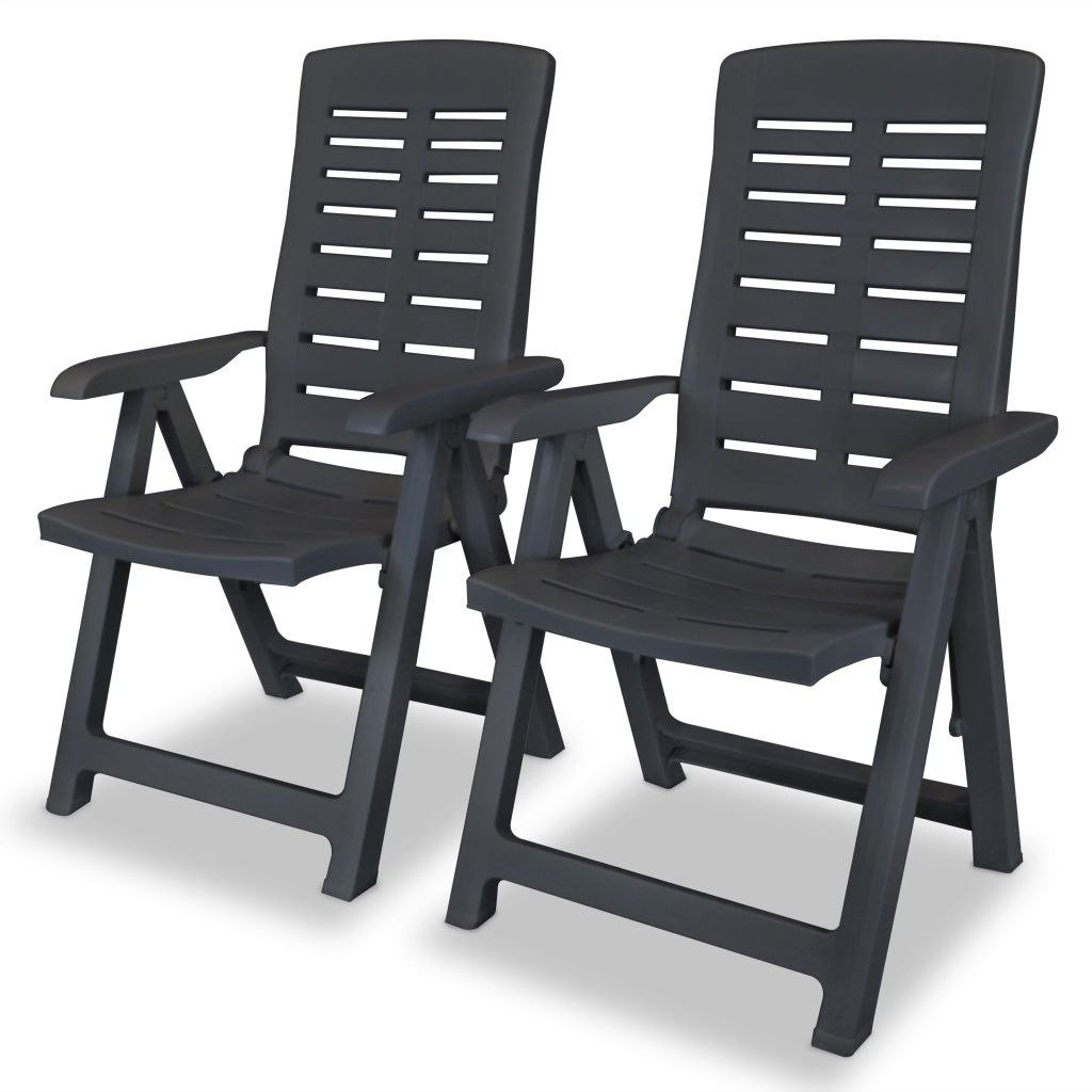 vidaXL Rozkładane krzesła ogrodowe, 2 szt., 60x61x108 cm, antracytowe