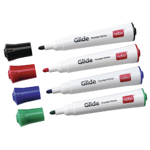 NOBO Marker do tablic Glide Drymarker okrągły 1-3 mm 4 szt mix kolorów