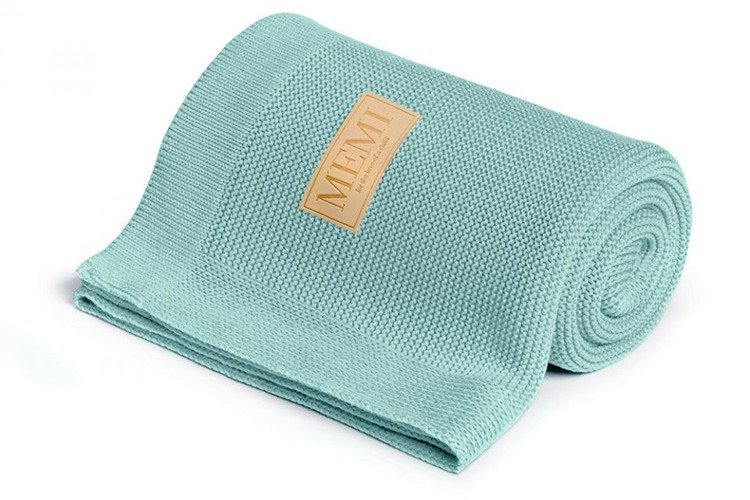 MEMI Bambusowy kocyk vintage mint 80x100 - classic memi-91