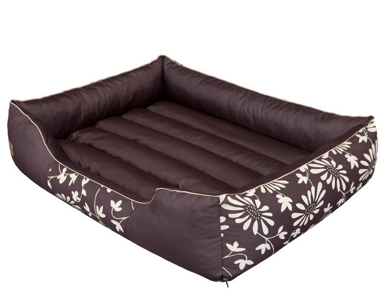 Legowisko HOBBYDOG Prestige L, brązowe w kwiaty, 65x50 cm