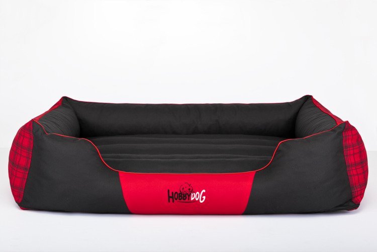 Legowisko HOBBYDOG Prestige L, czerwone w kratkę, 65x50 cm