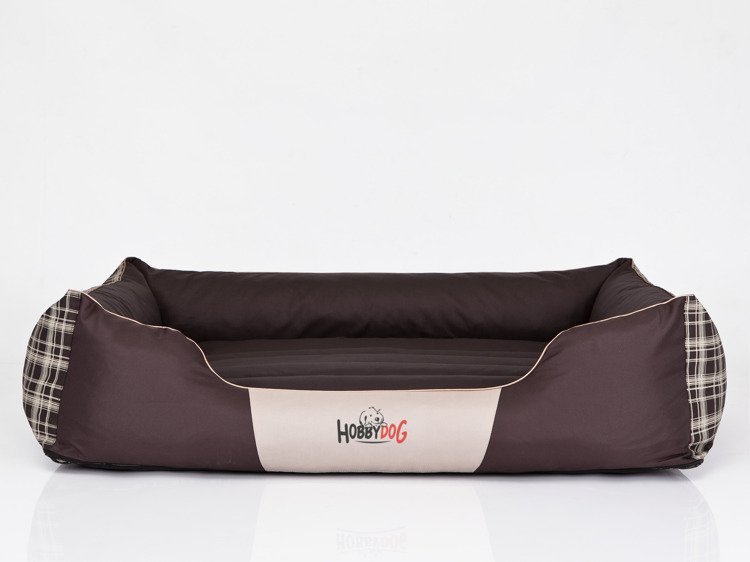 Legowisko HOBBYDOG Prestige L, brązowe w kratkę, 65x50 cm