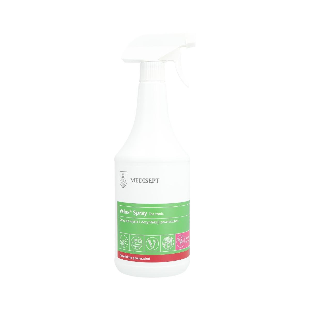 Medisept Velox Spray Tea Tonic do mycia i dezynfekcji powierzchni 1 l Z atomizerem | Nowy sklep, ponad 1000 promocji! NN-MMD-DPS1-001