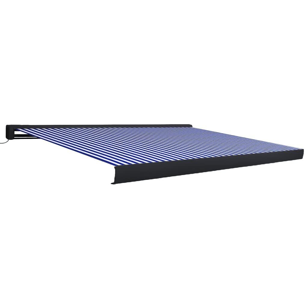 shumee Automatyczna markiza kasetowa 350x250 cm niebiesko biała
