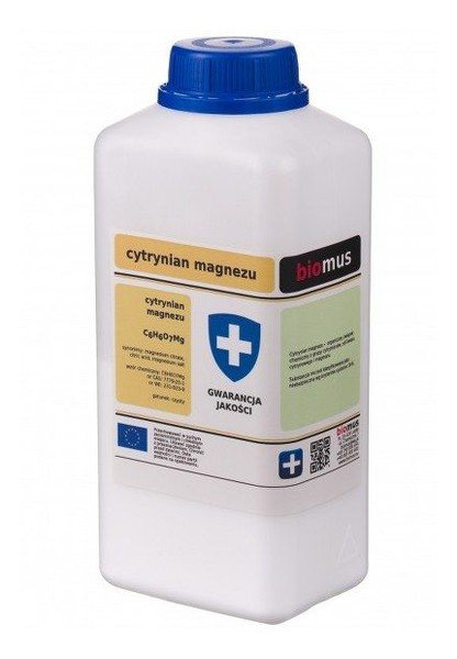 Biomus Cytrynian magnezu C6H6O7Mg czysty proszek 500g