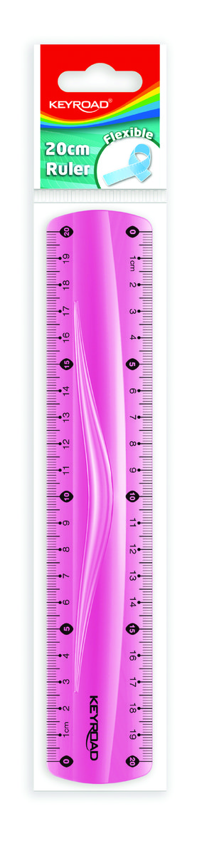 KEYROAD Linijka KEYROAD, 20cm, elastyczna, zawieszka, różowa KR970854-1