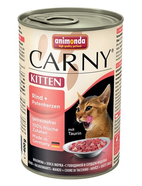 Animonda Carny Carny Kitten Wołowina i serca indyka 400g Pakiet