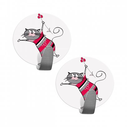 Haczyk samoprzylepny 2 szt metalowy Funny Cats