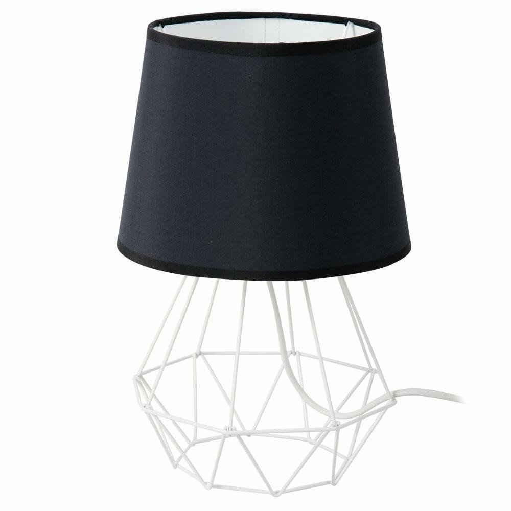 Lampka nocna stołowa diament z abażurem DEKORACJADOMU.PL, czarno-biała
