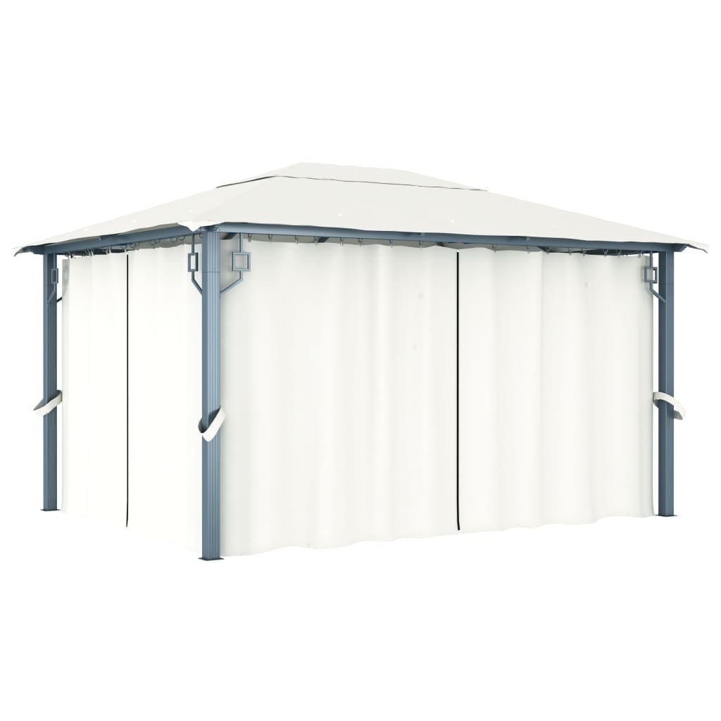 vidaXL Altana ogrodowa z zasłonami, 400 x 300 cm, kremowa, aluminium 48044
