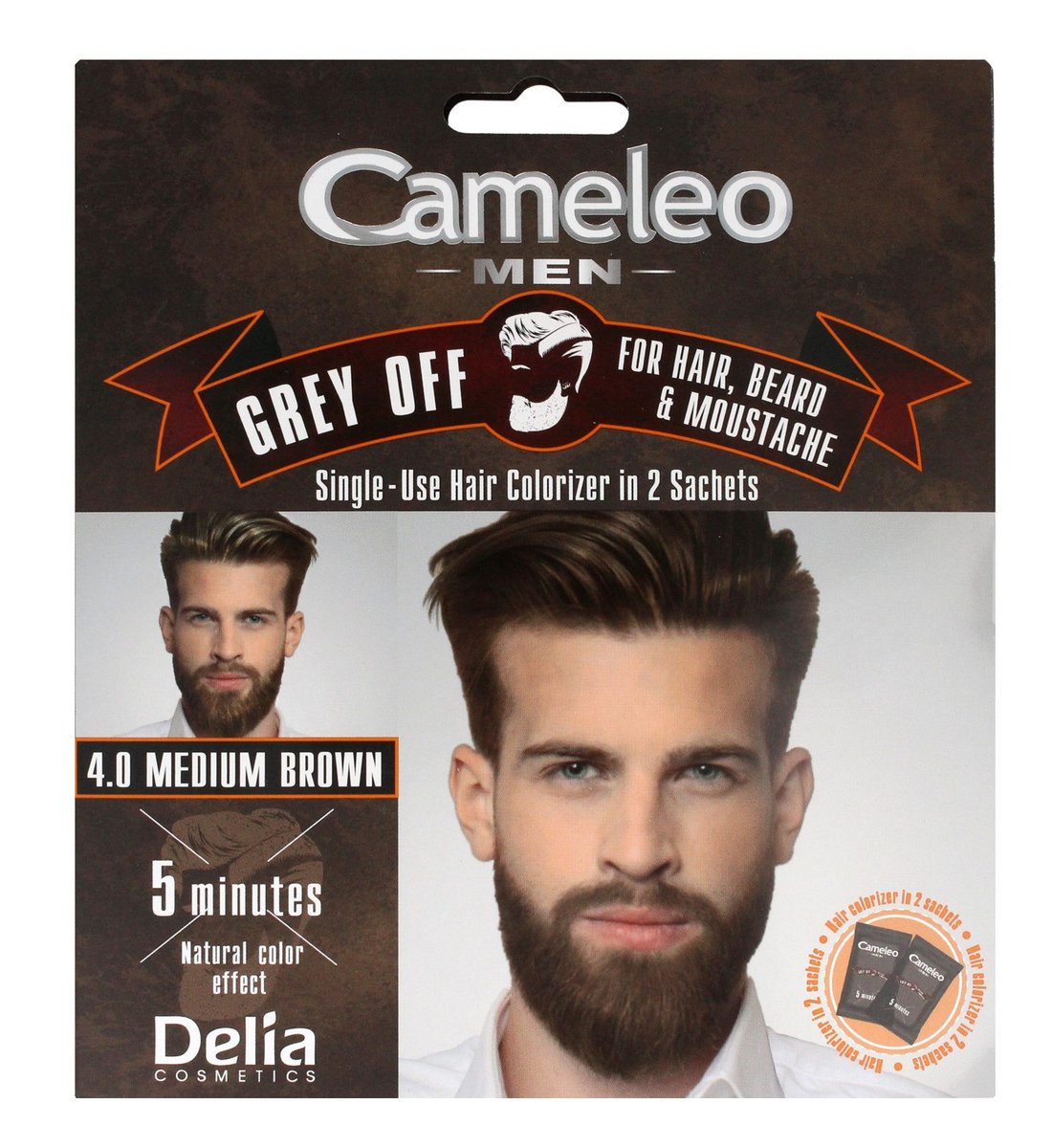 DELIA Cosmetics Cameleo Men Grey Off Farba do włosów, brody i wąsów 4.0 Medium Brown