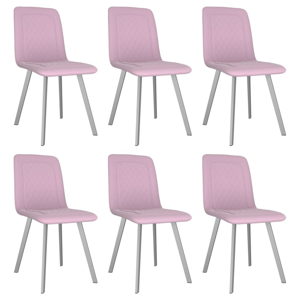 vidaXL Krzesła stołowe, 6 szt., różowe, aksamitne