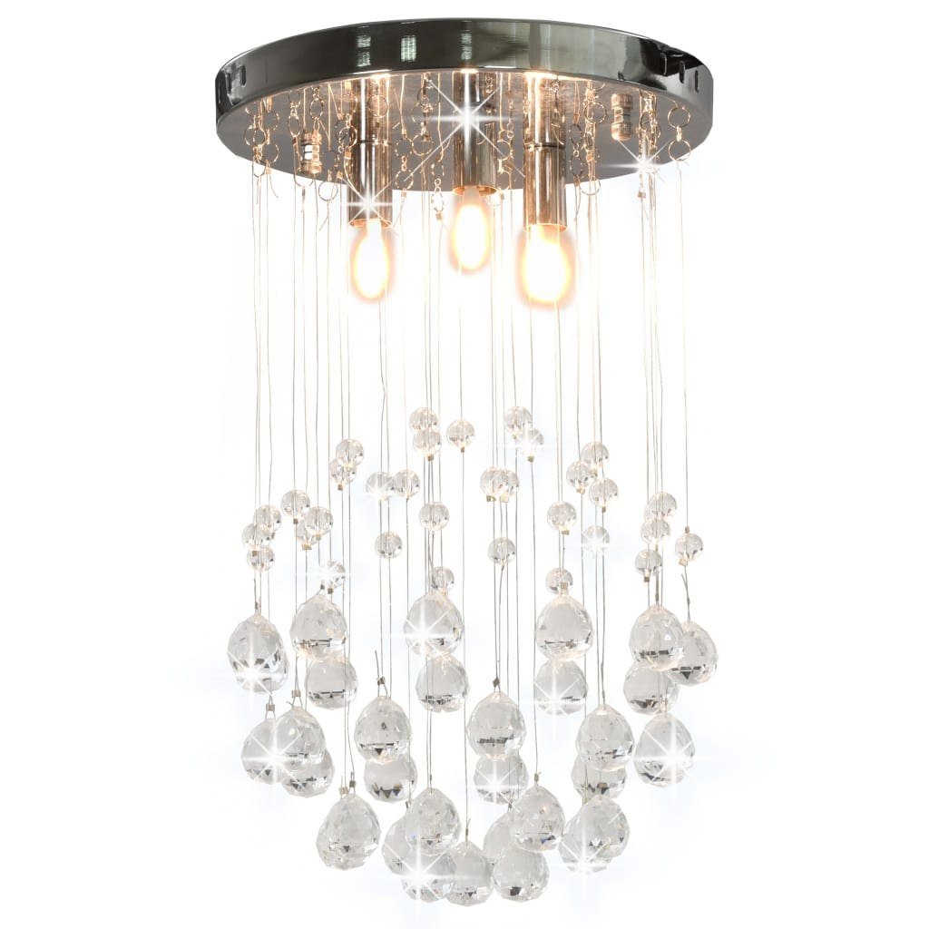 GSTORE Lampa sufitowa z kryształkami i koralikami srebrna 3xG9 GS-281575