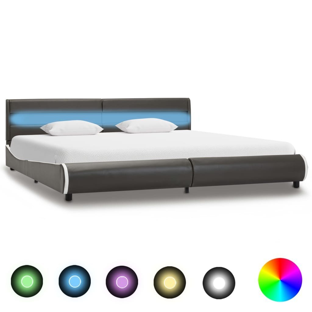 Rama łóżka antracytowa, sztuczna skóra, LED, bez materaca, 180x200