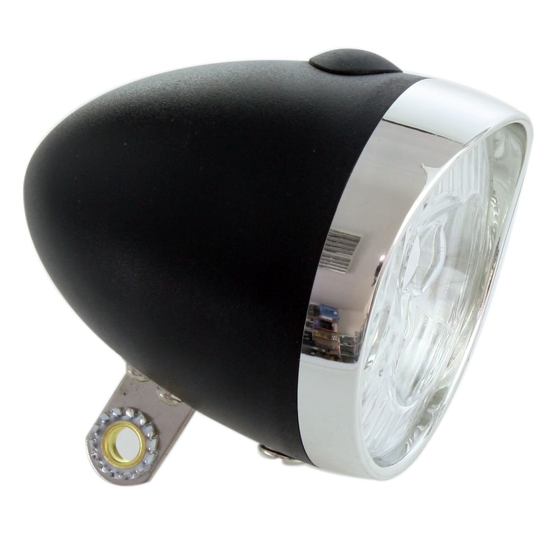 XC Light, lampa przednia, Retro, 3 diody LED, 3xAAA, czarna