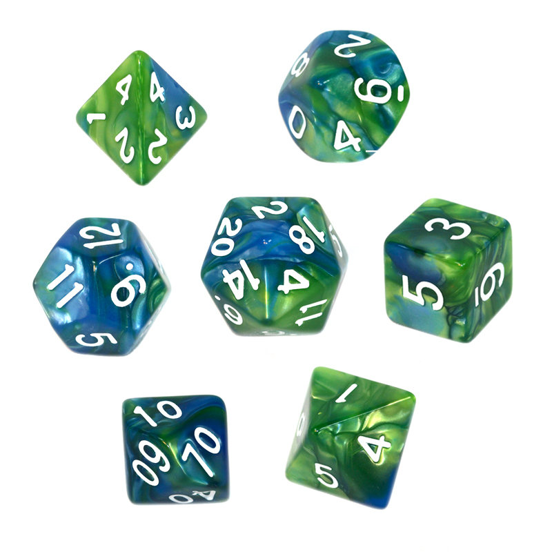 Rebel komplet kości RPG, niebiesko-zielone