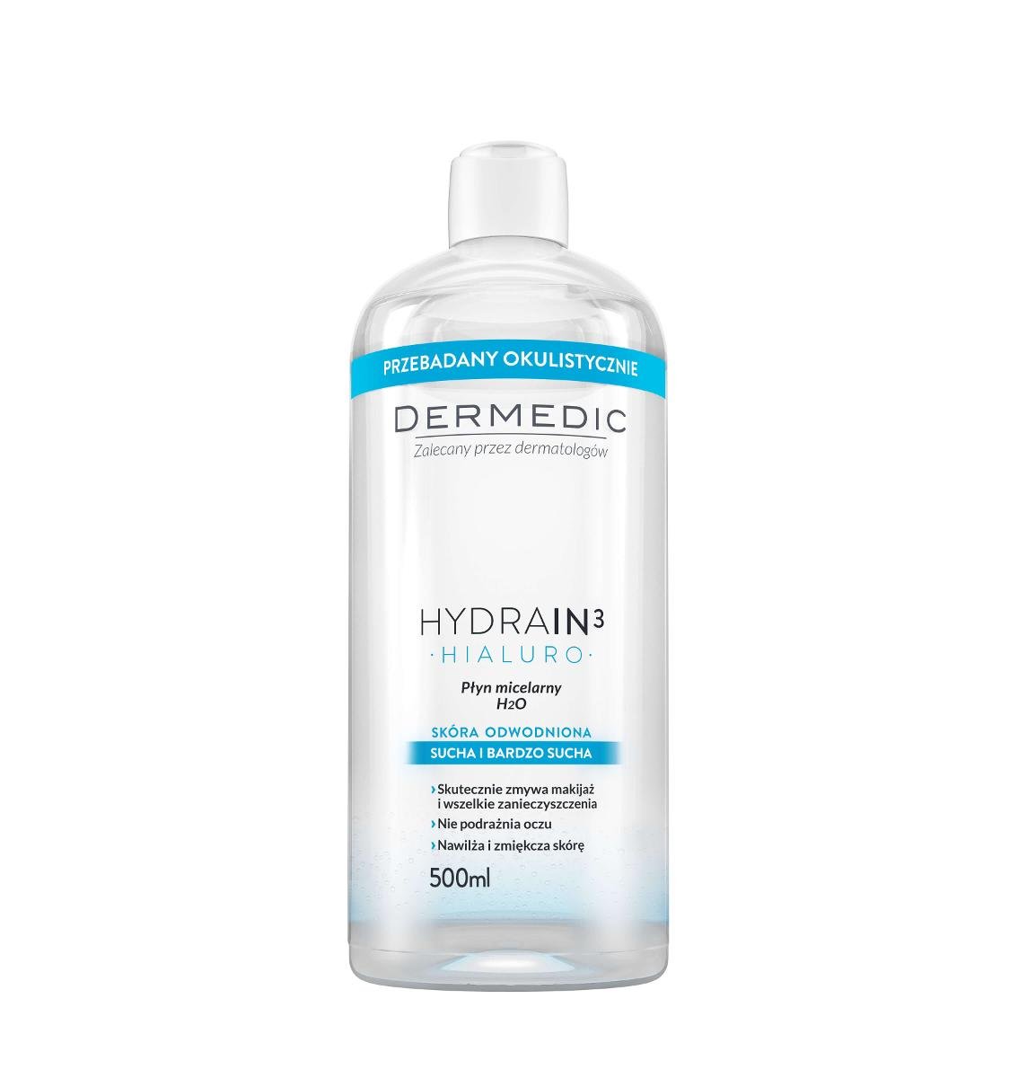 Biogened S.A DERMEDIC HYDRAIN 3 HIALURO Płyn micelarny H2O 500 ml 7071824