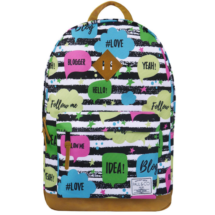 PAUL&CO. Plecak dwukomorowy Pasy dymki PAUL&CO