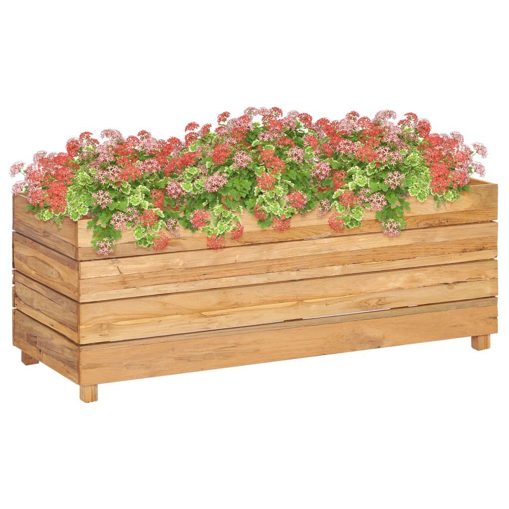 vidaXL Donica, 100 x 40 x 38 cm, drewno tekowe z recyklingu i stal