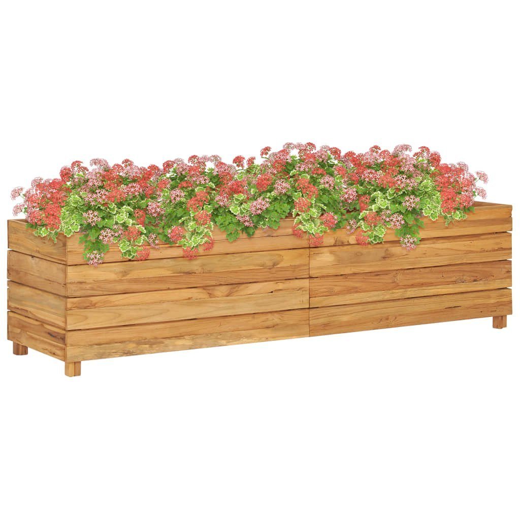 vidaXL Donica, 150 x 40 x 38 cm, drewno tekowe z recyklingu i stal