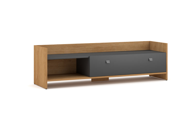 Szafka RTV VIVALDI MEBLE Open, dąb artisan-grafit, 37x140x40 cm