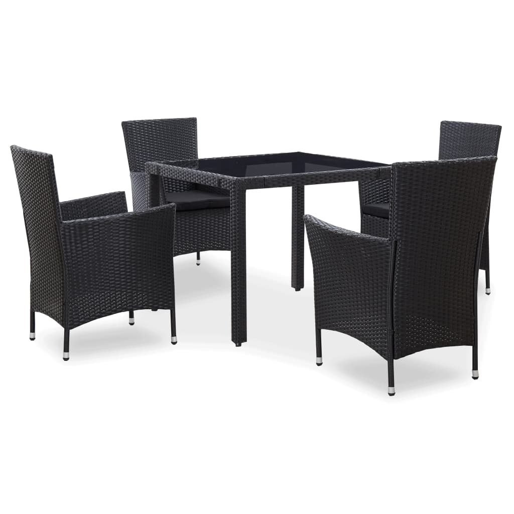 vidaXL 5 częściowy zestaw mebli ogrodowych rattan PE czarny 45978 45978
