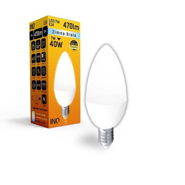 Żarówka LED INQ LB034CW, E14, 7 W, biała chłodna