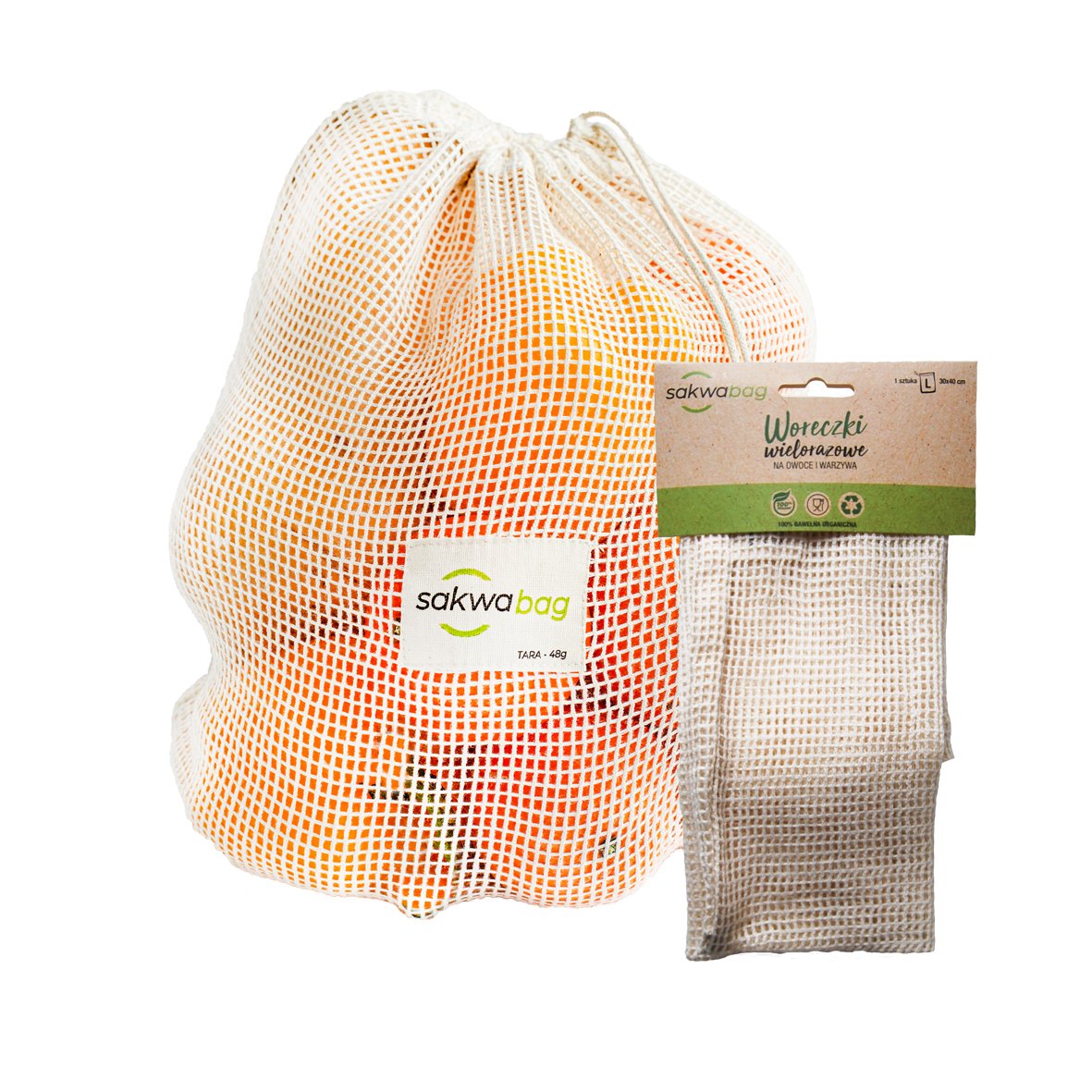 Sakwa Bag Wielorazowy woreczek na owoce i warzywa, rozmiar L