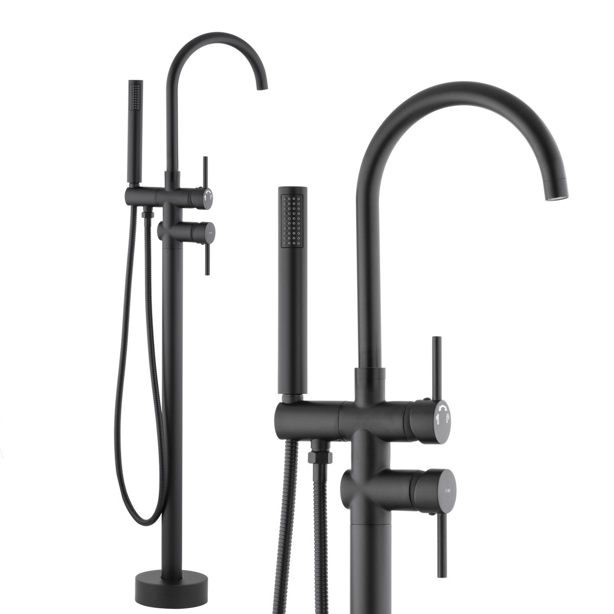 Bateria wannowa podłogowa z prysznicem YOKA SPA-BLK, czarna