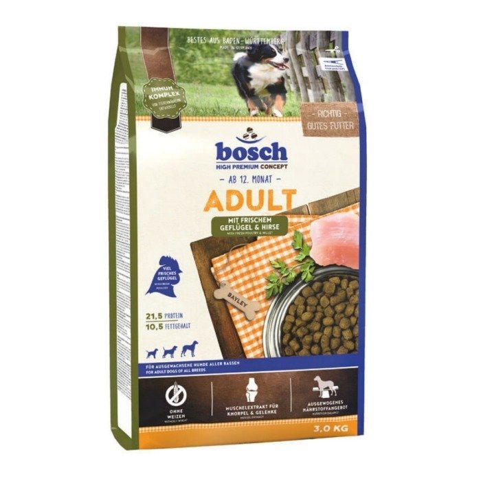 Karma sucha dla psa Bosch Petfood Adult Drób & Proso, 3 kg