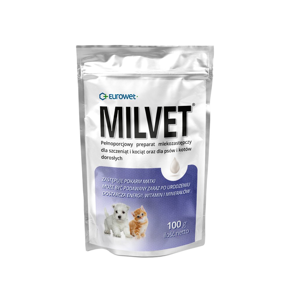 Eurowet Milvet Preparat mlekozastępczy dla szczeniąt i kociąt 100g Eurowet |DLA ZAMÓWIEŃ + 99zł GRATIS!