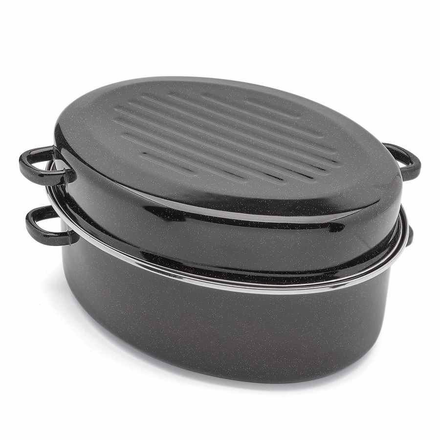 Tadar BRYTFANNA OWALNA Z OKUCIEM I GRILLEM 6,5 L CZARNA STAL WĘGLOWA INDUKCJA 5903313412087