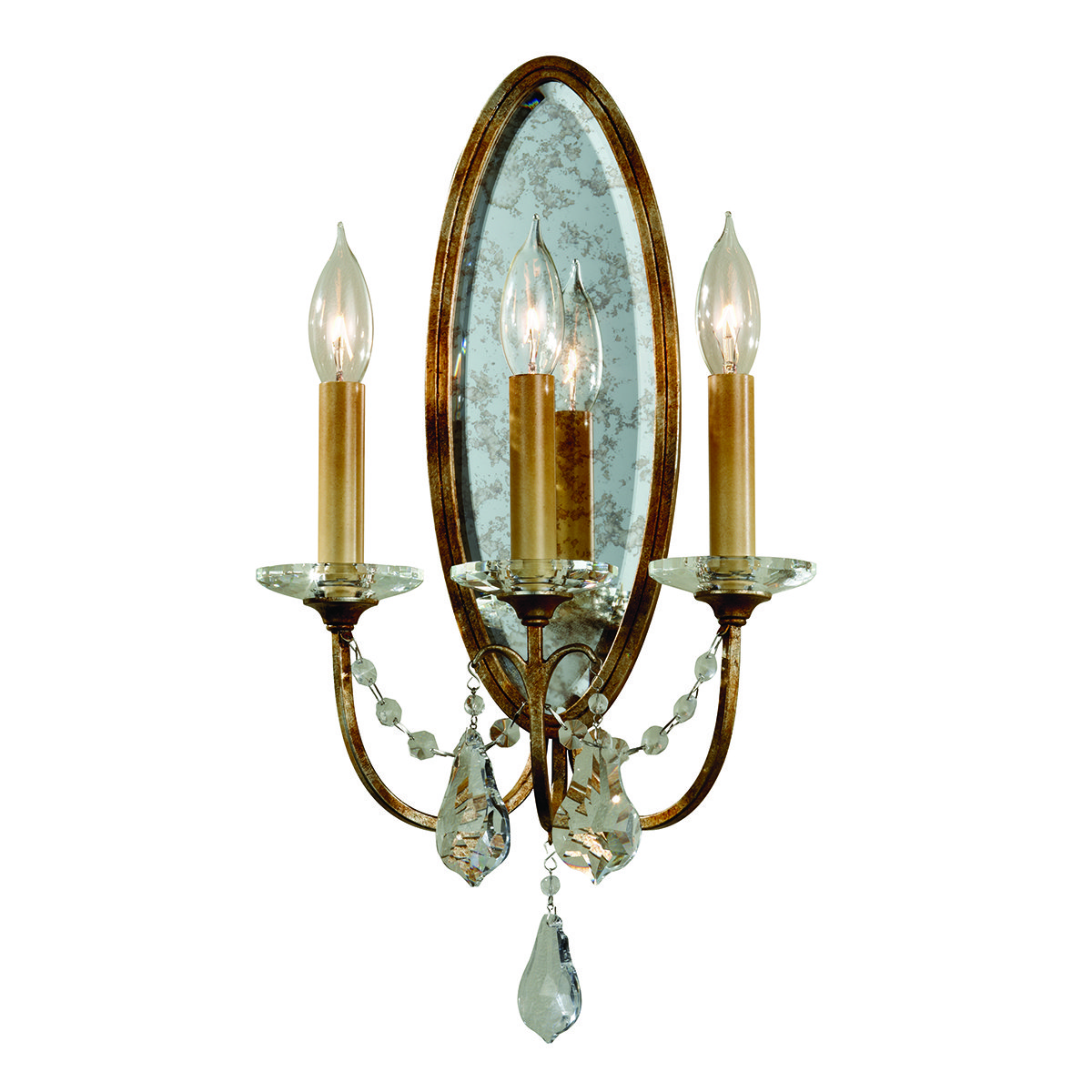 Feiss Kinkiet LAMPA ścienna FE/VALENTINA/W3 Elstead pałacowa OPRAWA świecznikowa z kryształkami crystal brąz przezroczysta FE/VALENTINA/W3