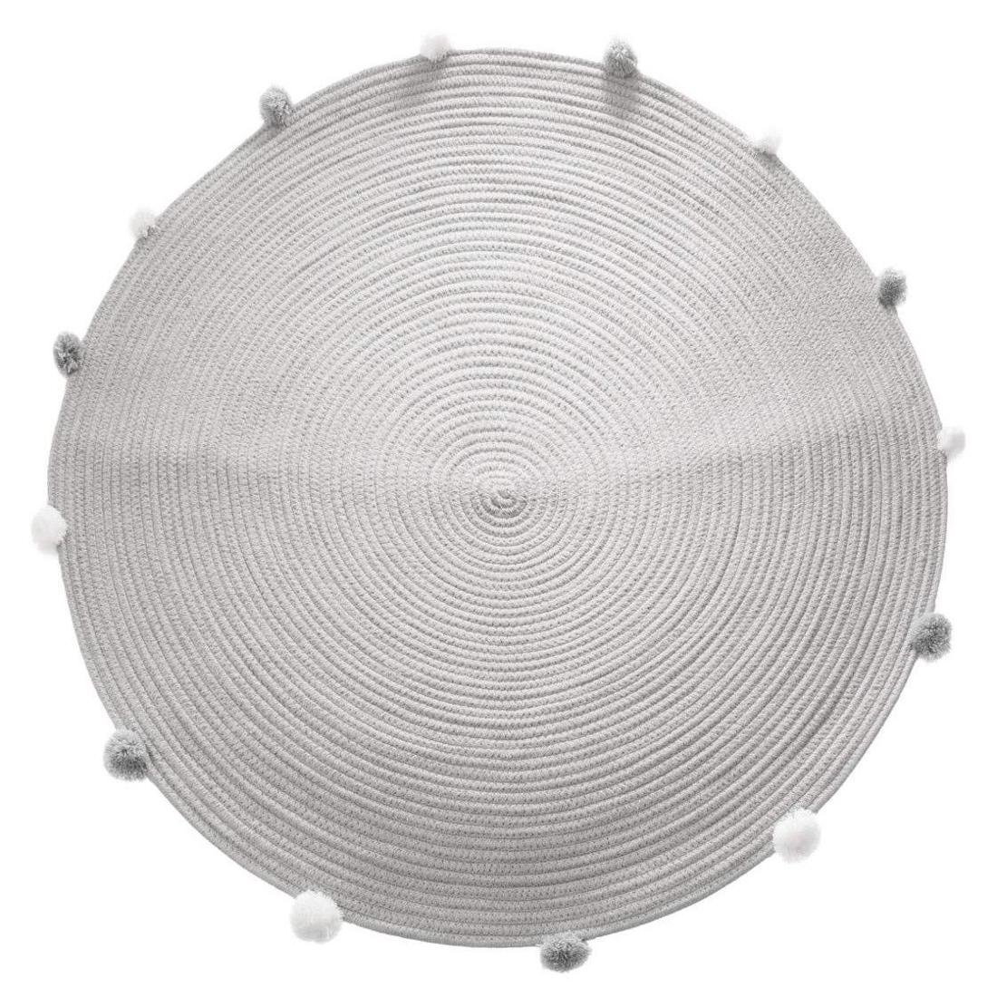 Atmosphera for kids Dywan do pokoju dziecięcego dywanik dziecięcy ozdobny dekoracyjny z pomponami szary 90 cm B07TBH5JF5