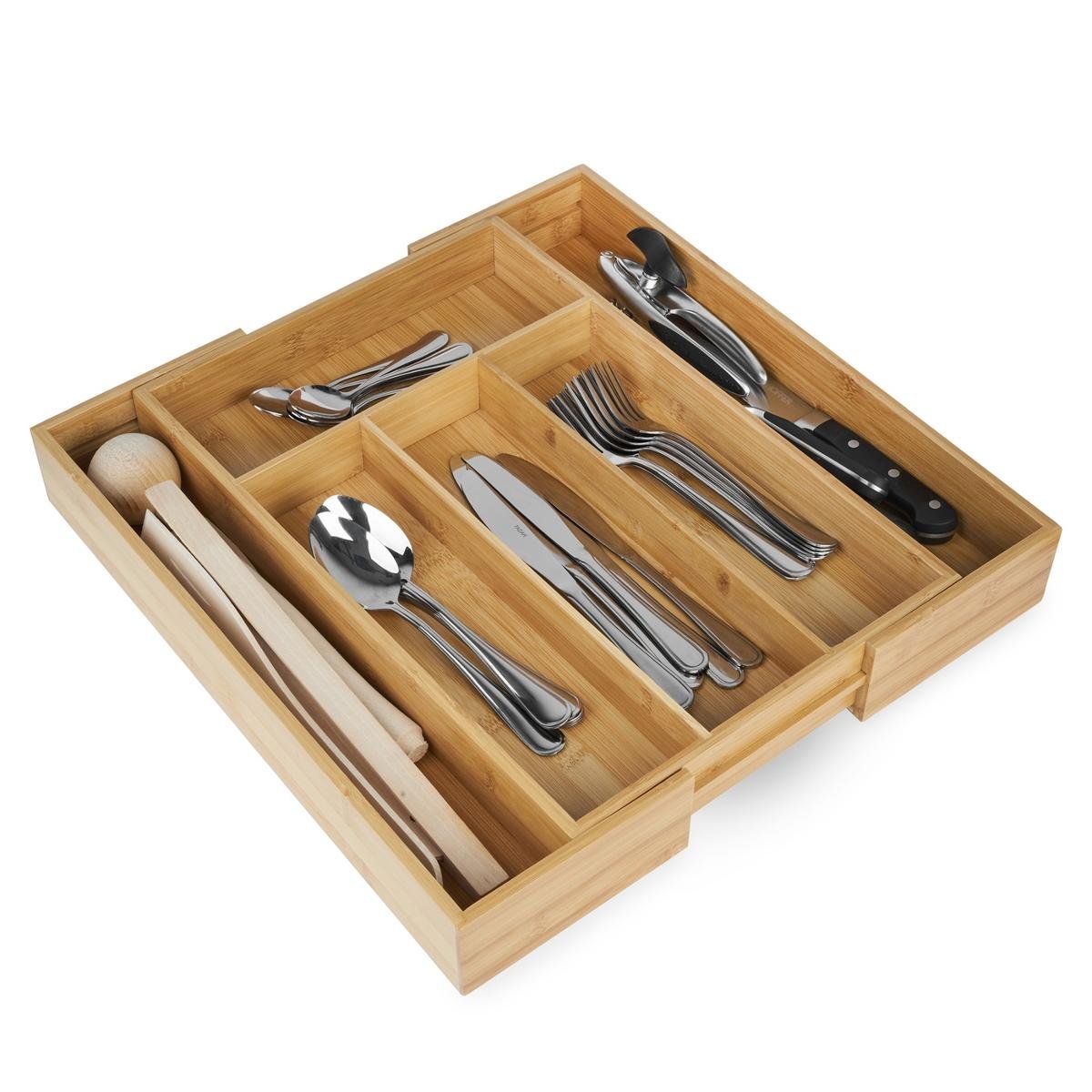 Tadar Duży Wkład do Szuflad na Sztućce Organizer Bambus Drewno
