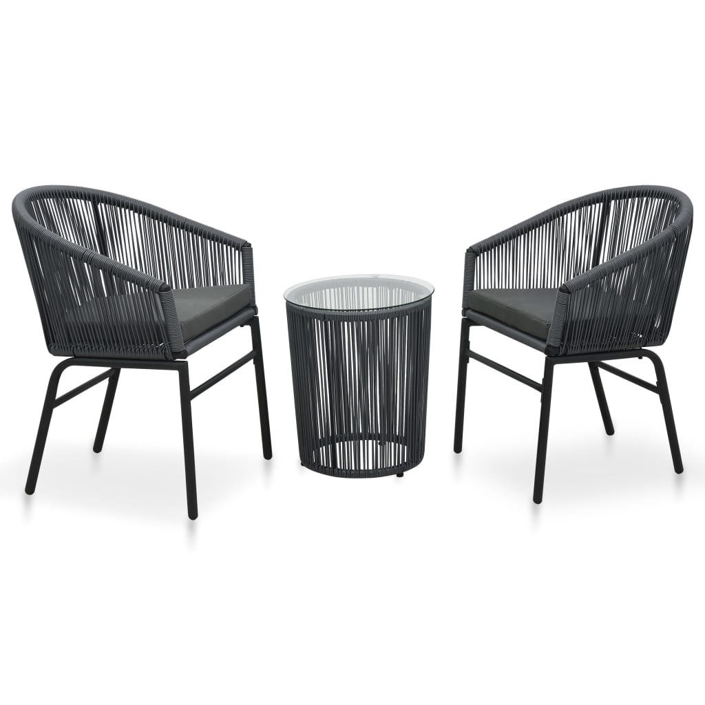 vidaXL 3 częściowy zestaw mebli bistro z poduszkami rattan PVC antracyt 48140 48140