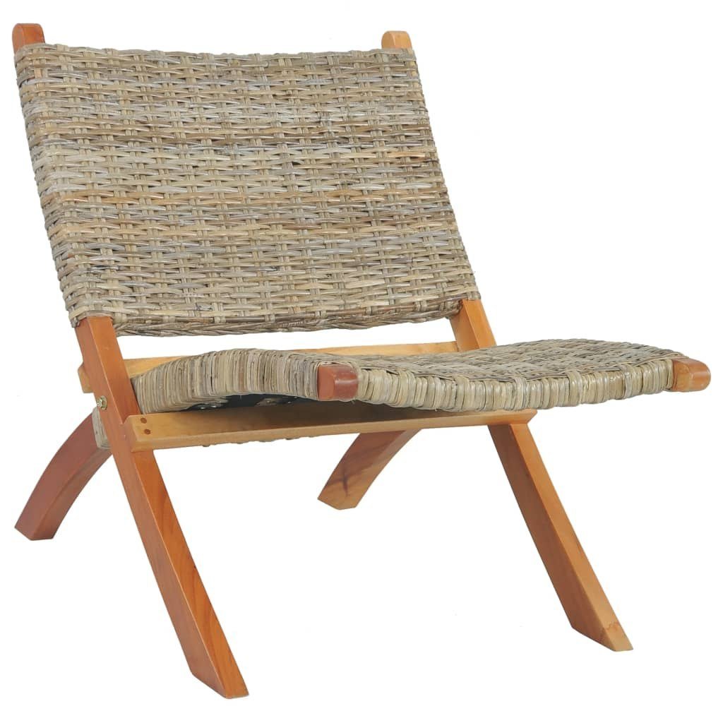 vidaXL Krzesło, naturalny rattan kubu i lite drewno mahoniowe