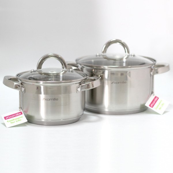 Komplet garnków KAMILLE, srebrny, 4 elementowy