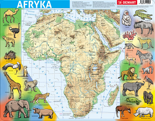 Demart Puzzle 72 elementy ramkowe, Afryka mapa fizyczna